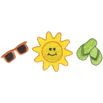 Sun Sunglasses Flip Flops Machine Embroidery Design