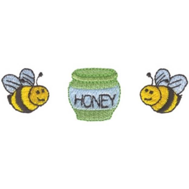 Picture of Honey Bees &  Honey Machine Embroidery Design