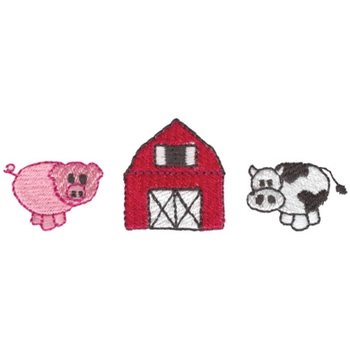 Pig Barn & Cow Machine Embroidery Design