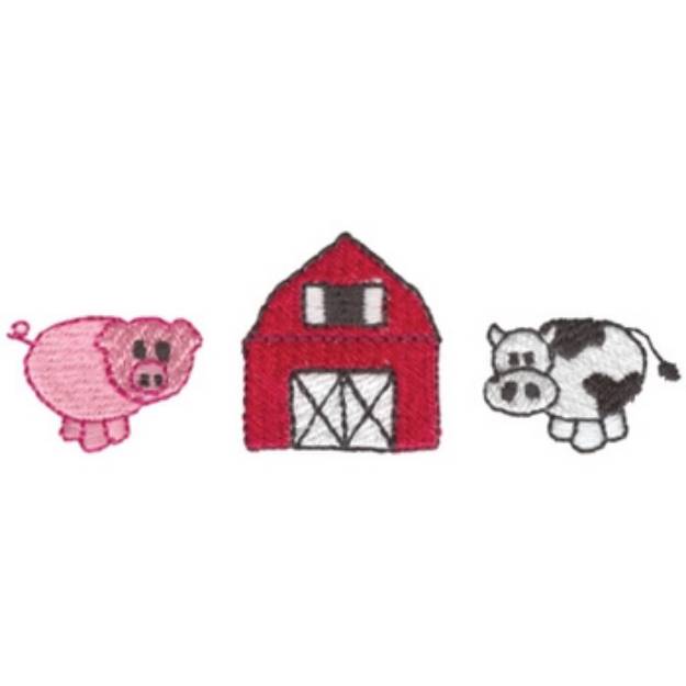 Picture of Pig Barn & Cow Machine Embroidery Design
