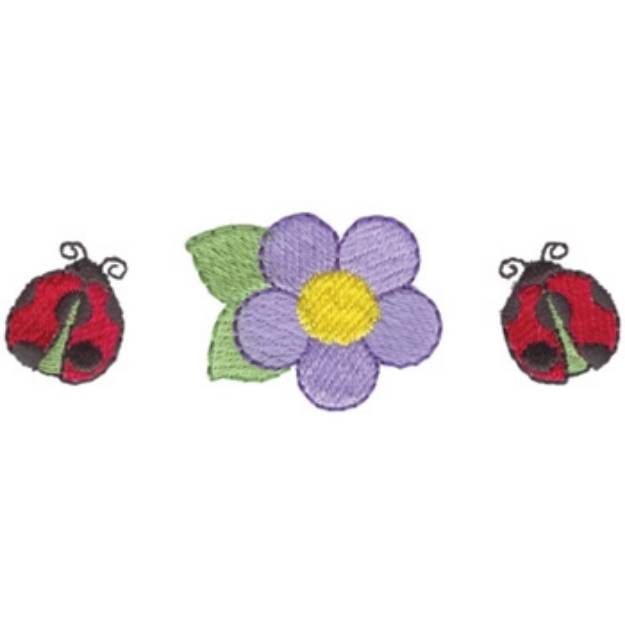 Picture of Ladybugs & Flower Machine Embroidery Design