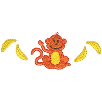 Monkey & Banana Machine Embroidery Design