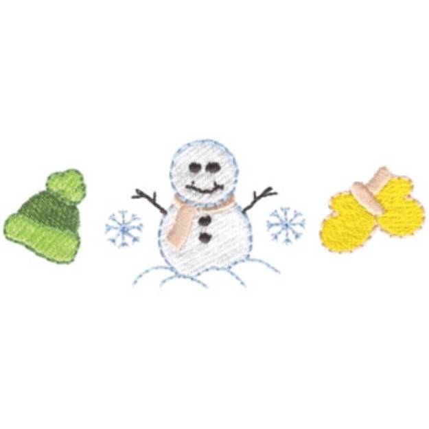 Picture of Snowman Hat & Mittens Machine Embroidery Design