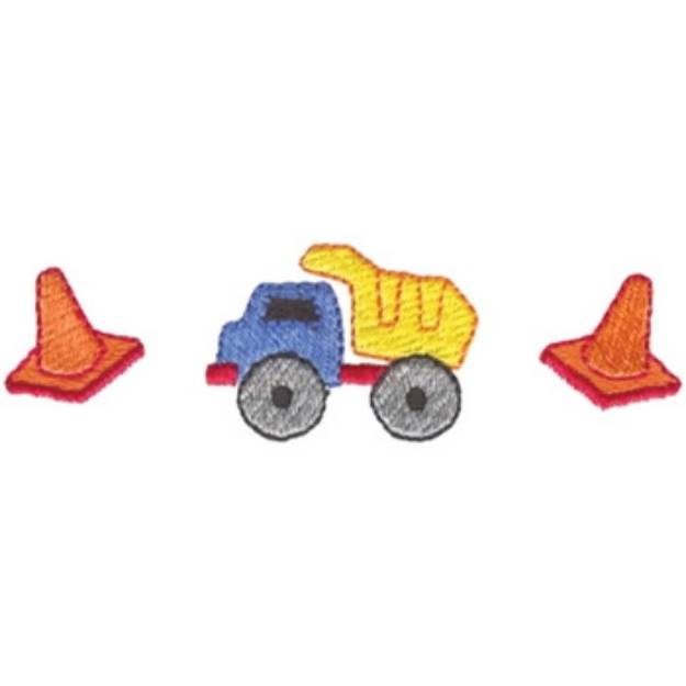 Picture of Dump Truck & Traffic Cone Machine Embroidery Design