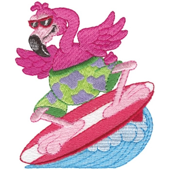 Surfing Flamingo Machine Embroidery Design