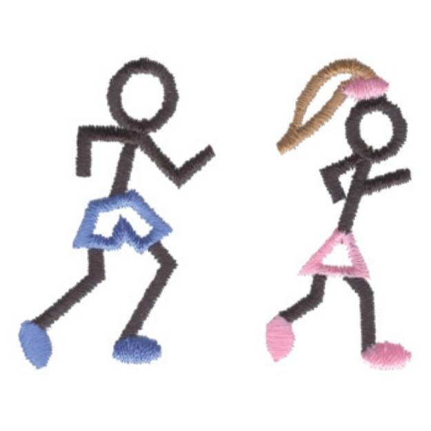 Picture of Running Stick Figures Machine Embroidery Design