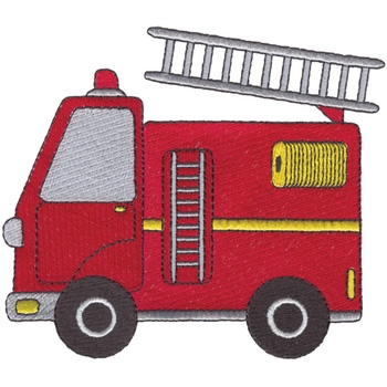 Cartoon Fire Engine Machine Embroidery Design