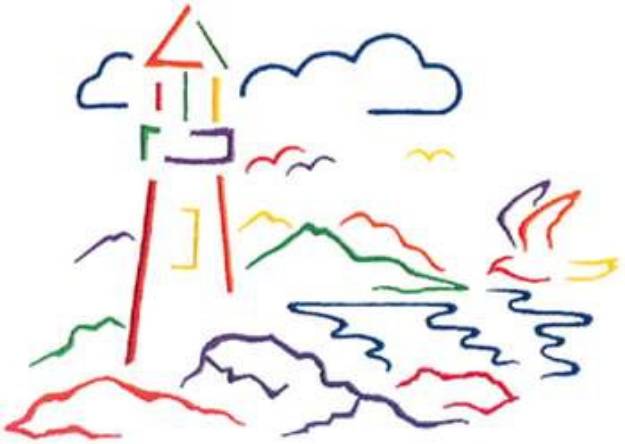 Picture of Small Lighthouse Scene Machine Embroidery Design