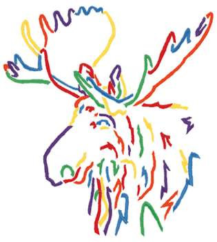 Small Moose Head Outline Machine Embroidery Design