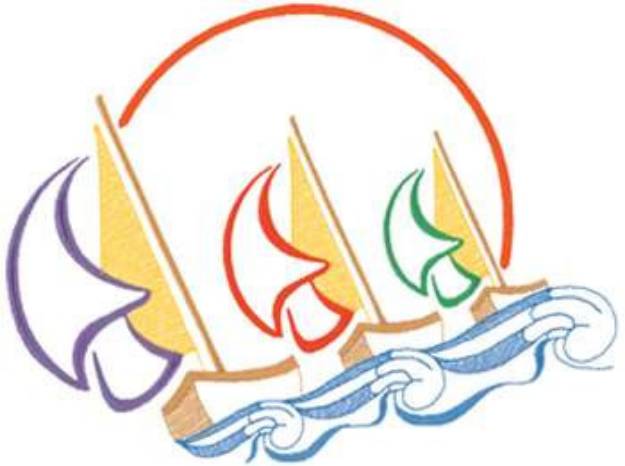 Picture of Small Sailboats Machine Embroidery Design