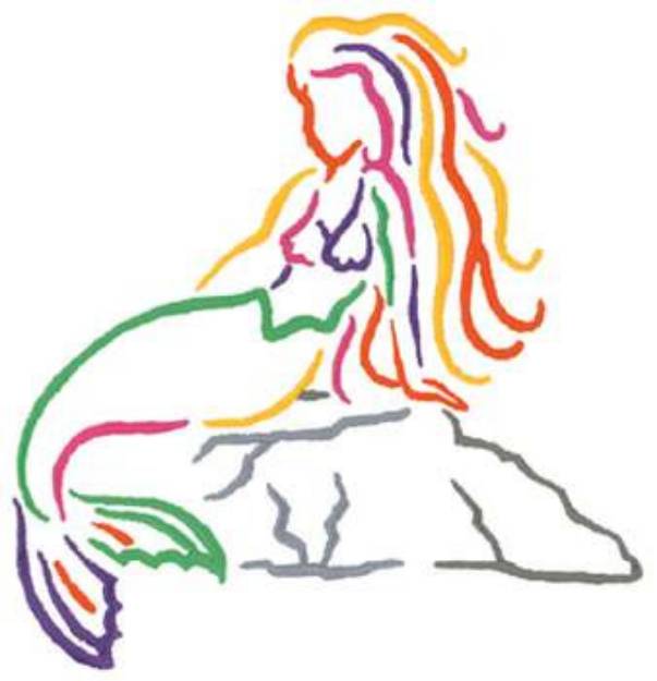 Picture of Small Mermaid Outline Machine Embroidery Design