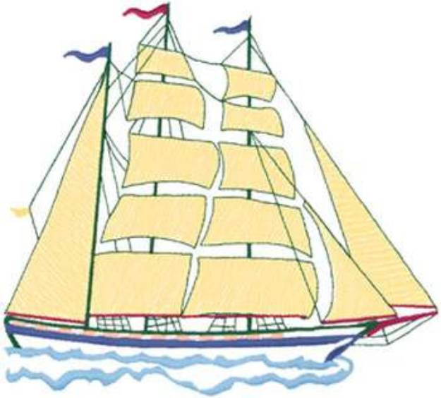 Picture of Small Clipper Ship Machine Embroidery Design