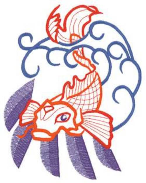 Picture of Small Oriental Fish Machine Embroidery Design