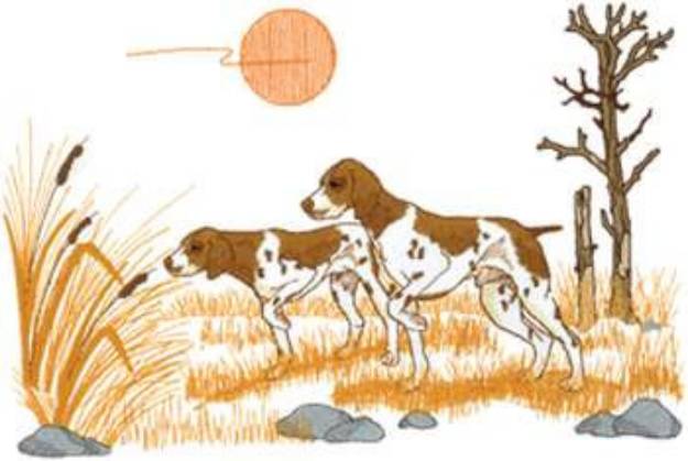 Picture of Pointer Hunting Scene Machine Embroidery Design