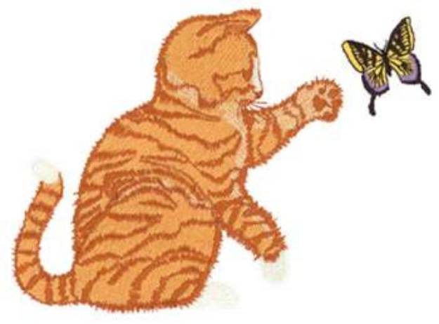 Picture of Kitty & Butterfly Machine Embroidery Design