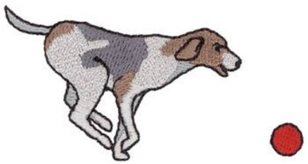 Picture of Dog Chasing Ball Machine Embroidery Design
