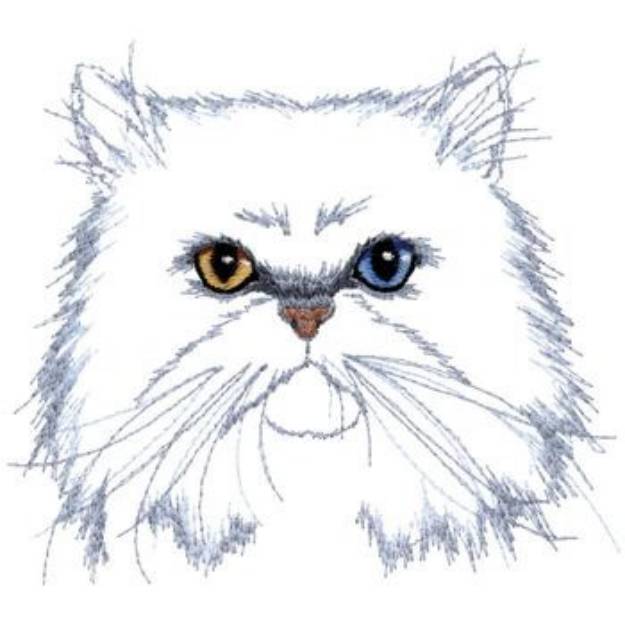 Picture of Odd Eyed White Persian Machine Embroidery Design