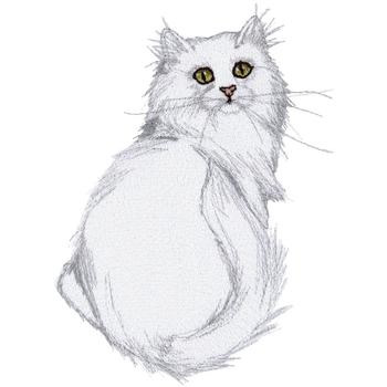 White Cat Machine Embroidery Design