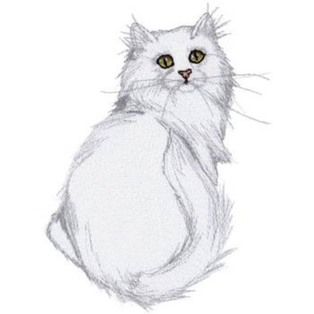 Picture of White Cat Machine Embroidery Design