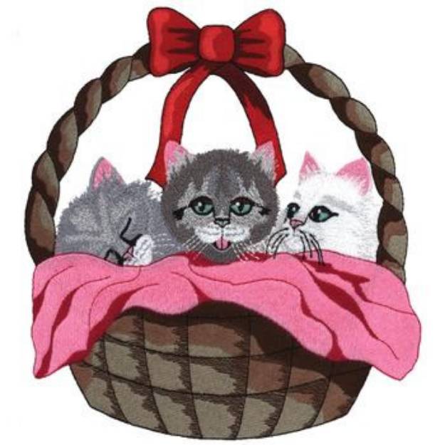 Picture of Cats In Basket Machine Embroidery Design