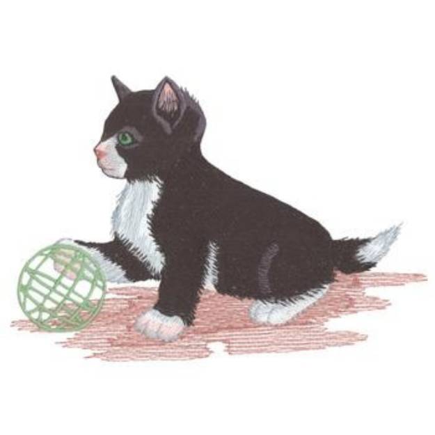 Picture of Kitten With Toy Machine Embroidery Design