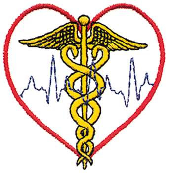 Caduceus With Heart Machine Embroidery Design