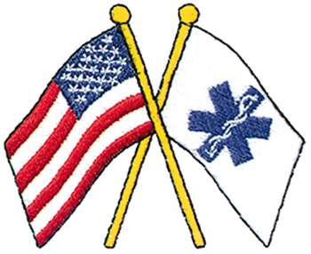 US And Star Of Life Flags Machine Embroidery Design