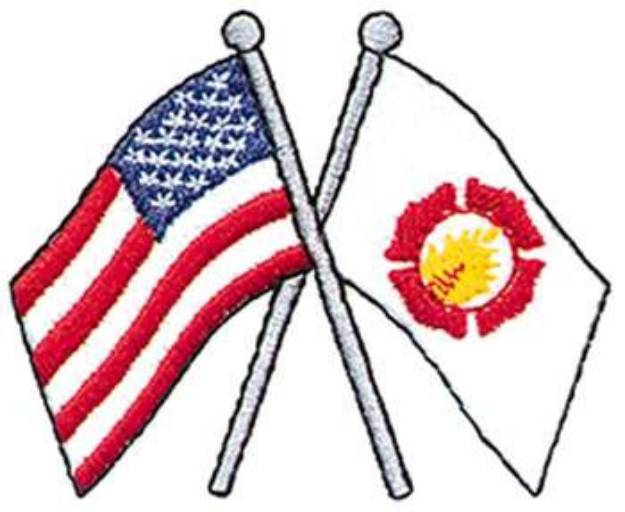 Picture of Flags With Fire Logo Machine Embroidery Design
