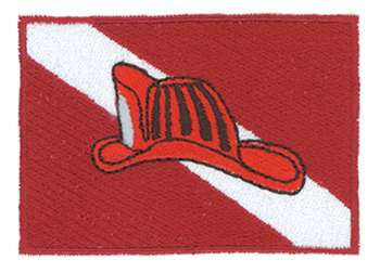 Dive Flag With Fire Hat Machine Embroidery Design