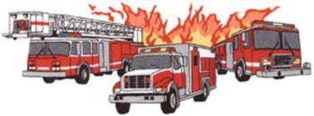 Picture of Fire Truck Collage Machine Embroidery Design