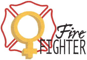 Female Firefighter Machine Embroidery Design
