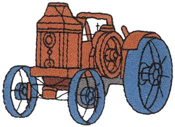 Antique Steam Tractor Machine Embroidery Design