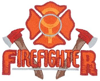 Female Firefighter Machine Embroidery Design