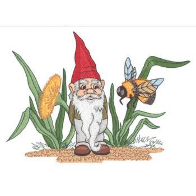 Picture of Gnome W/ Bumblebee Machine Embroidery Design