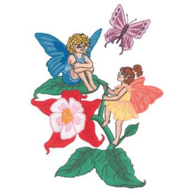 Picture of Fairies W/ Butterfly Machine Embroidery Design