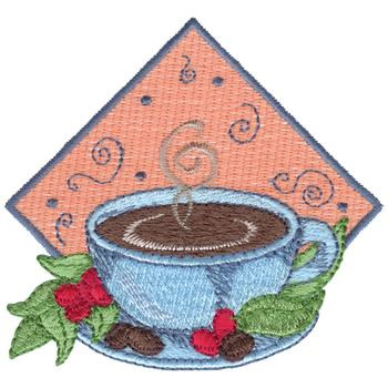 Coffee Cup & Coffee Plant Machine Embroidery Design