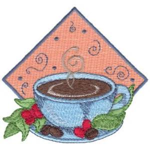 Picture of Coffee Cup & Coffee Plant Machine Embroidery Design