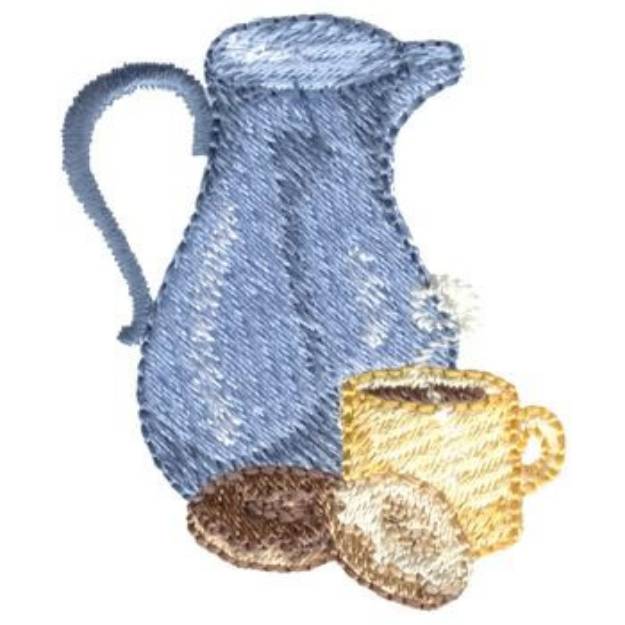 Picture of Coffee Pot, Cup & Donuts Machine Embroidery Design