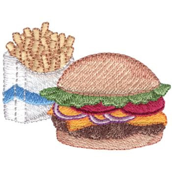 Burger & Fries Machine Embroidery Design