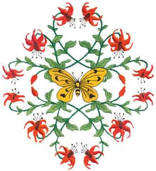 Flowers W/butterfly Machine Embroidery Design