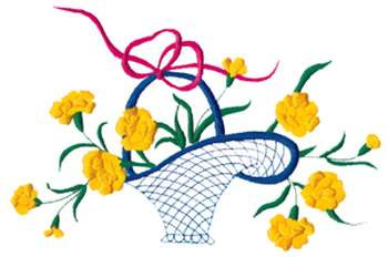 Flower Basket Machine Embroidery Design