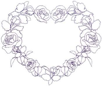 Floral Heart Outline Machine Embroidery Design