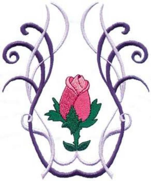 Picture of Rosebud With Border Machine Embroidery Design