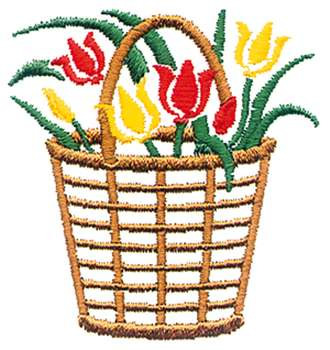 Tulips W/basket Machine Embroidery Design
