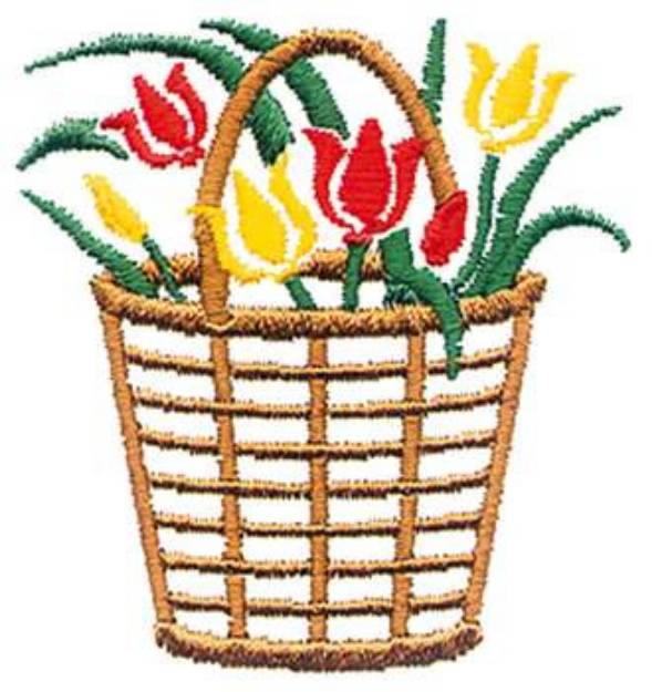 Picture of Tulips W/basket Machine Embroidery Design