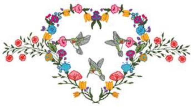 Picture of Hummingbird Heart Machine Embroidery Design