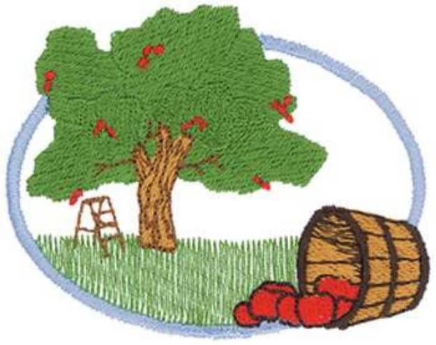 Picture of Apple Tree Scene Machine Embroidery Design