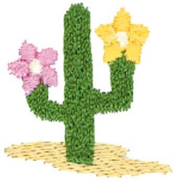 Picture of Cactus With Flowers Machine Embroidery Design