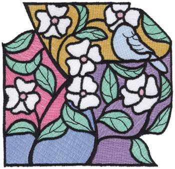 Stained Glass Apple Blossoms Machine Embroidery Design