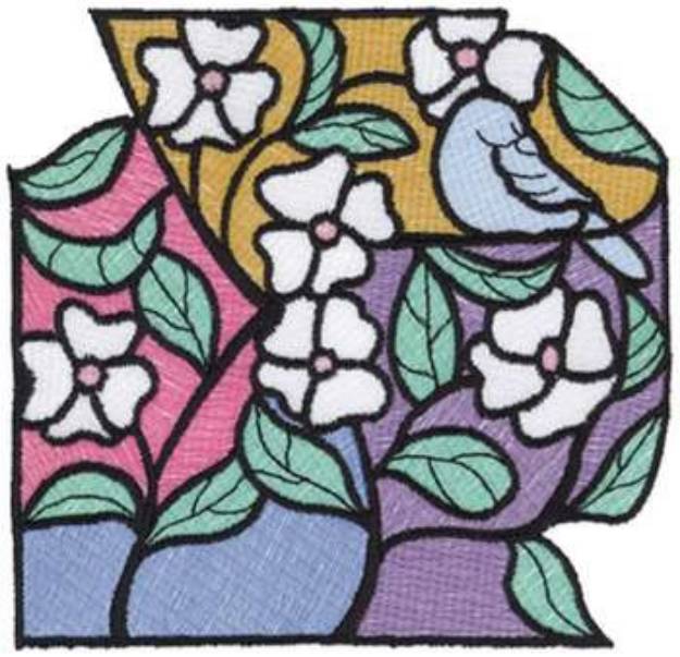 Picture of Stained Glass Apple Blossoms Machine Embroidery Design